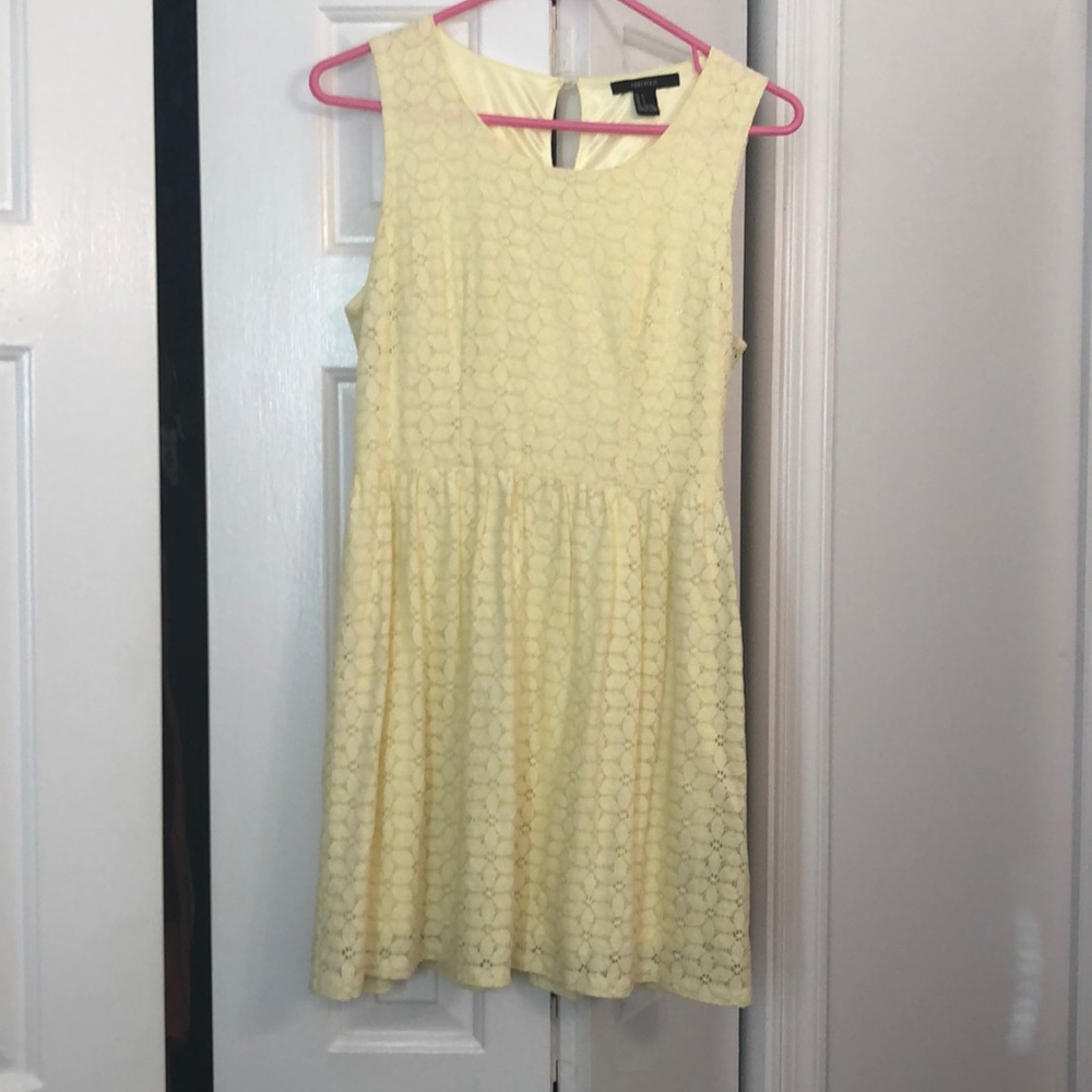Yellow lace a line dress